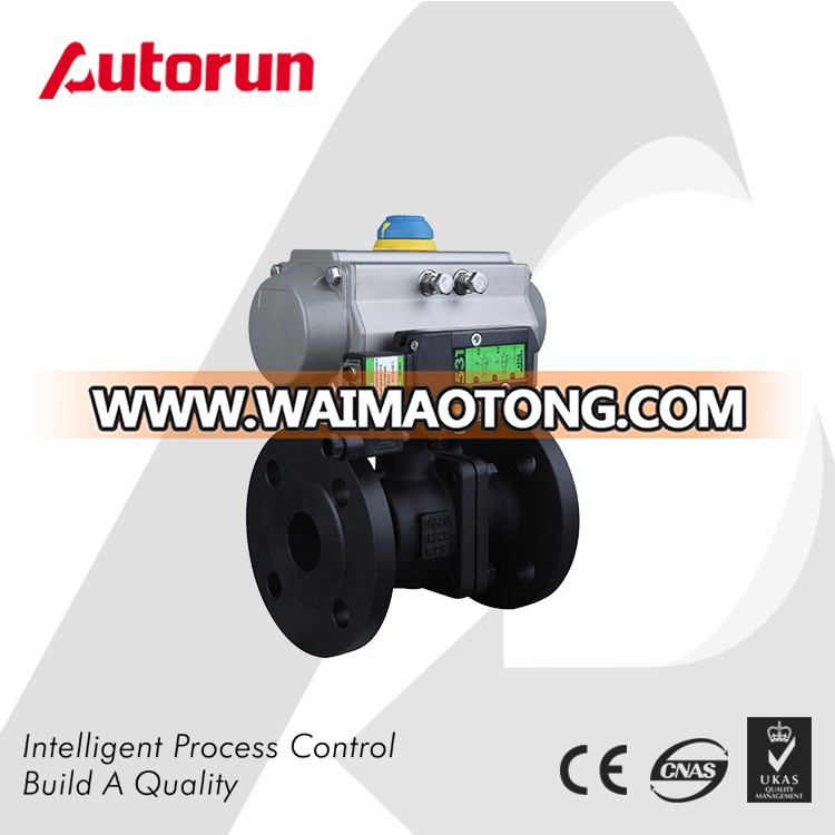 Wcb/Cast Steel Pneumatic Flange Ball Valve with Solenoid Valve